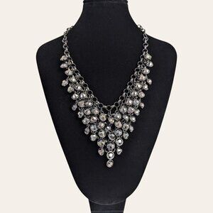 Dangling Black Stone Bib Statement Necklace
